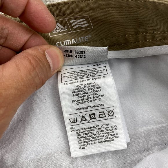 Adidas CLIMALITE Shorts Men 38 Brown Checkered Chino Short Pants Polyester Sport - Picture 6 of 15